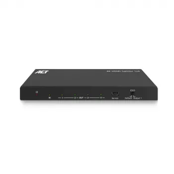 ACT 4K HDMI splitter, 1 in 4 out, EDID support, HDMI, 4x HDMI, 3840 x 2160 pixels, Black, 4K Ultra HD, 10.2 Gbit/s