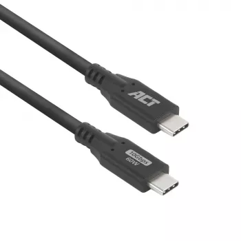 ACT USB 3.0 10Gbps 60W USB Type-C Cable, 1 meter, 1 m, USB C, USB C, USB 3.2 Gen 2 (3.1 Gen 2), 10 Gbit/s, Black