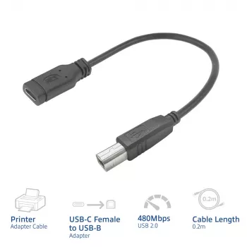 ACT USB Type-C female to USB-B 2.0 printer adapter cable 0.2m