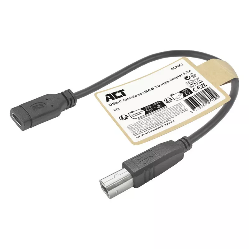 ACT USB Type-C female to USB-B 2.0 printer adapter cable 0.2m