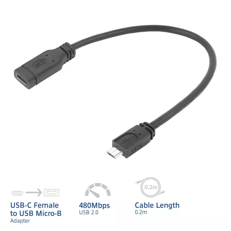 ACT USB Type-C female to USB micro B 2.0 male adapter cable 0.2m
