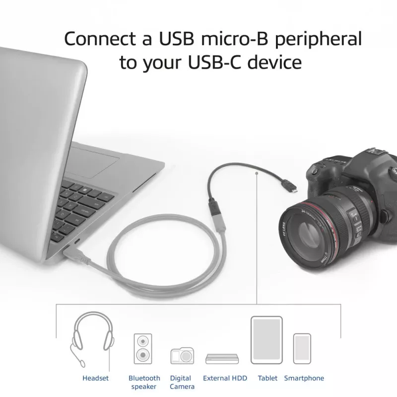 ACT USB Type-C female to USB micro B 2.0 male adapter cable 0.2m