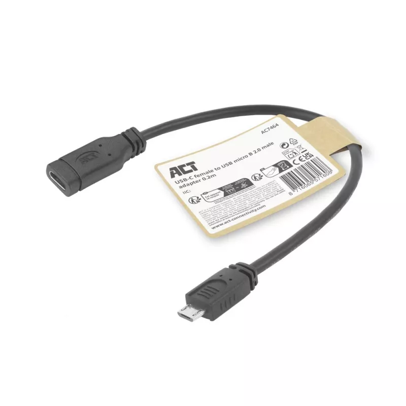 ACT USB Type-C female to USB micro B 2.0 male adapter cable 0.2m