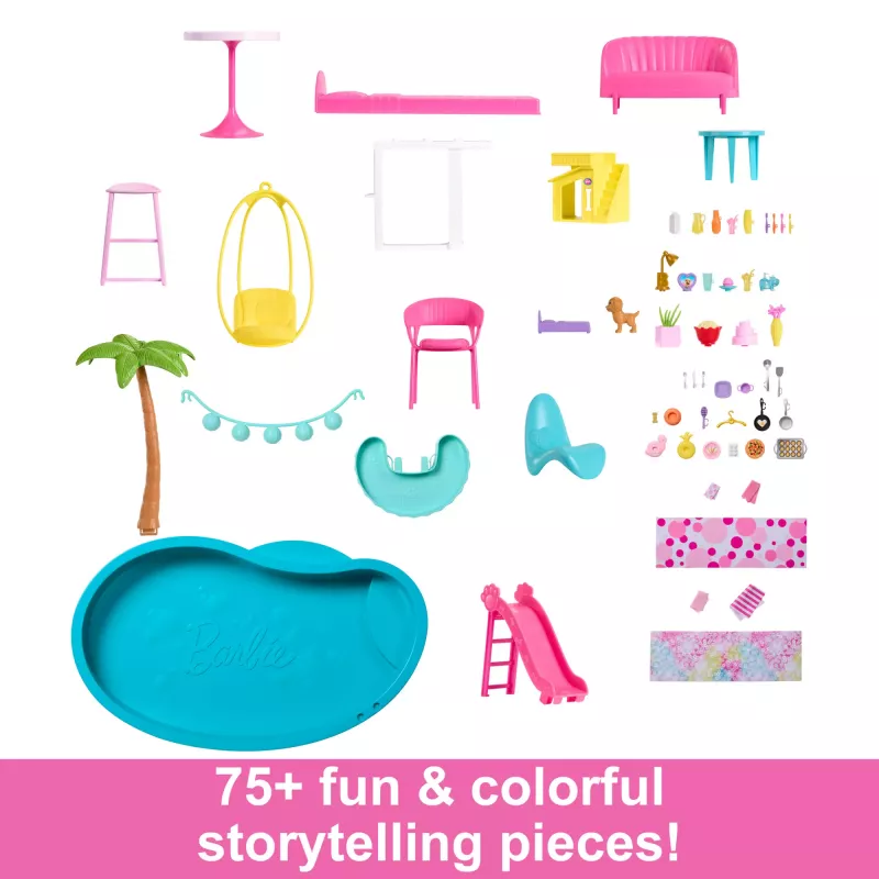 Barbie Dreamhouse Doll House Playset with Pool & Slide - 75+ Pieces (HMX10)