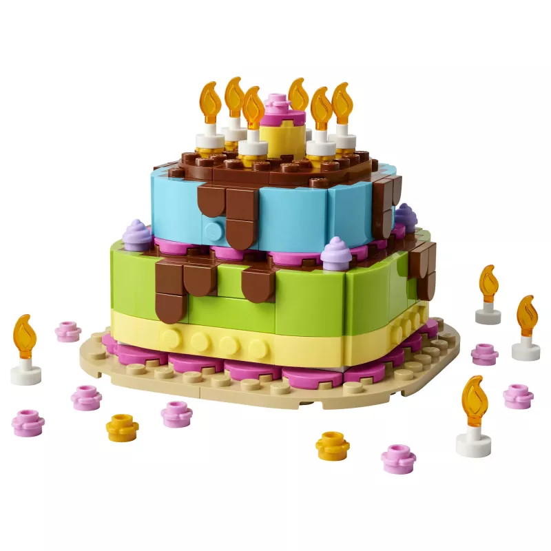 LEGO 40815 Birthday Party Cake - Buildable Cake with Candles (219 pcs)