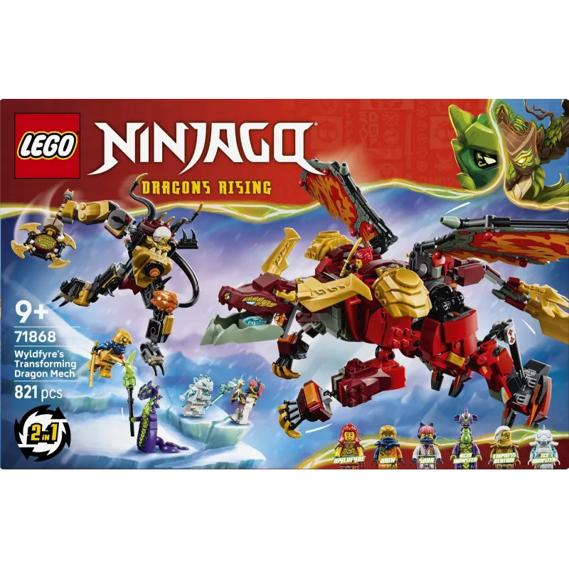 LEGO NINJAGO 71868 Wyldfyre's Transforming Dragon Mech (821 pcs)