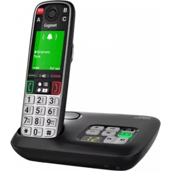Gigaset EASY 500A DECT Cordless Phone with Answering Machine, SOS Button, 2.2 inch Colour Display, Black