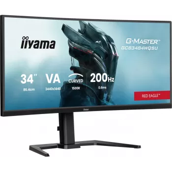 iiyama G-Master GCB3484WQSU-B2 Red Eagle 86.4 cm (34 inch) 3440 x 1440 pixels UWQHD VA Curved Gaming Monitor 200Hz 0.6ms FreeSync Premium HDMI DisplayPort USB Hub Speakers Black