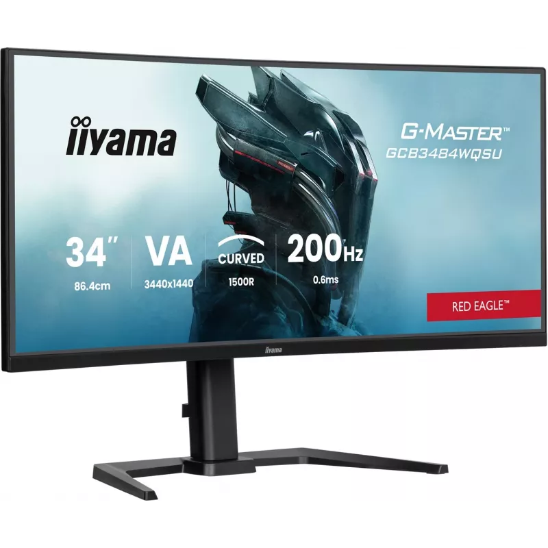 iiyama G-Master GCB3484WQSU-B2 Red Eagle 86.4 cm (34 inch) 3440 x 1440 pixels UWQHD VA Curved Gaming Monitor 200Hz 0.6ms FreeSync Premium HDMI DisplayPort USB Hub Speakers Black