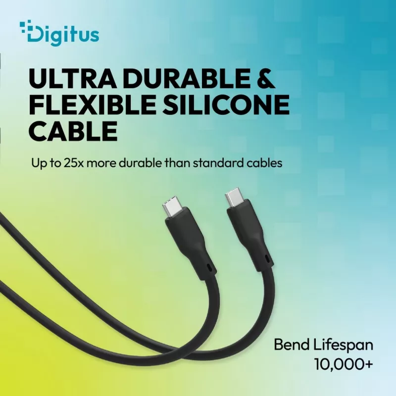 DIGITUS USB4 Version 2.0 Silicone Cable USB-C to USB-C 80Gbps 240W 16K 0.5m Black AK-300350-005-S