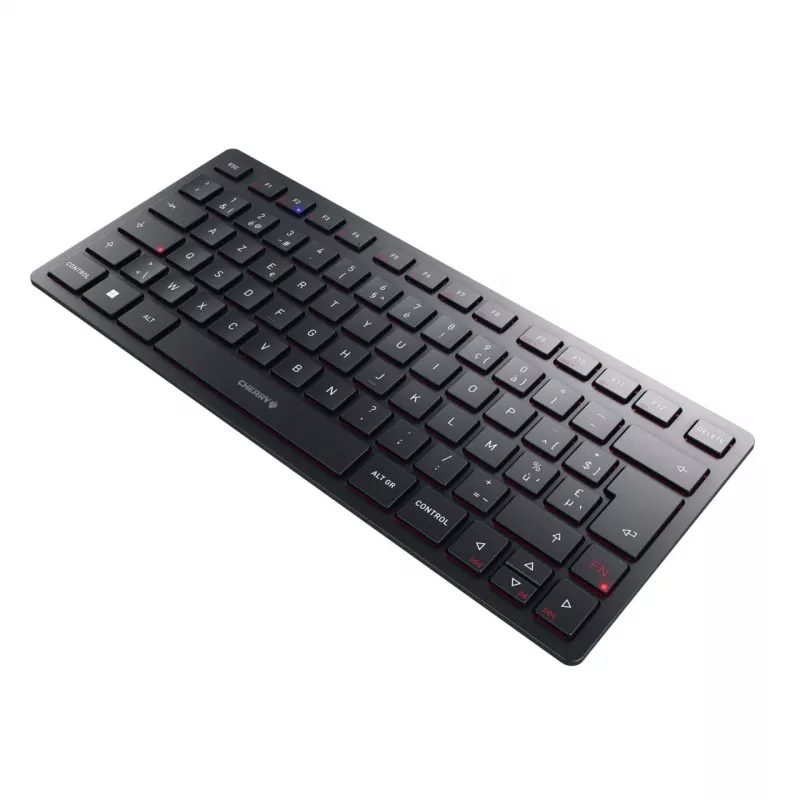 CHERRY KW 9200 MINI Wireless Compact Keyboard, Rechargeable, 2.4 GHz + Bluetooth + USB-C, Black (Belgian AZERTY) JK-9250BE-2