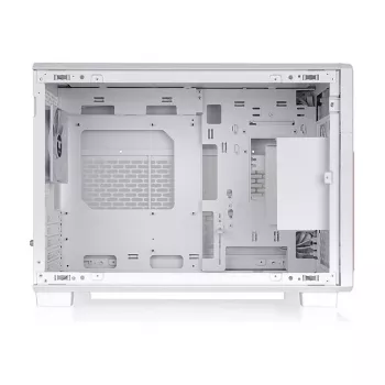 Thermaltake TR200 WS Snow White — Micro-ATX PC Case, Mesh with Real Wood Front Trim, 1x 120mm Fan, USB-C, 360mm Radiator / 365mm GPU Support