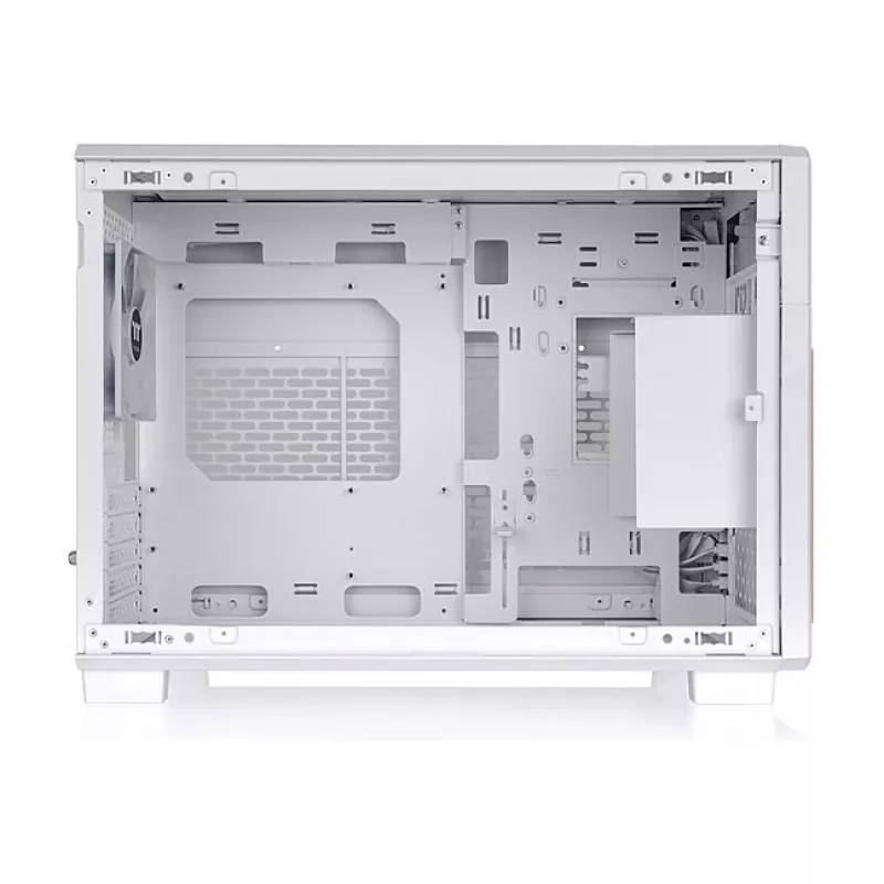 Thermaltake TR200 WS Snow White — Micro-ATX PC Case, Mesh with Real Wood Front Trim, 1x 120mm Fan, USB-C, 360mm Radiator / 365mm GPU Support
