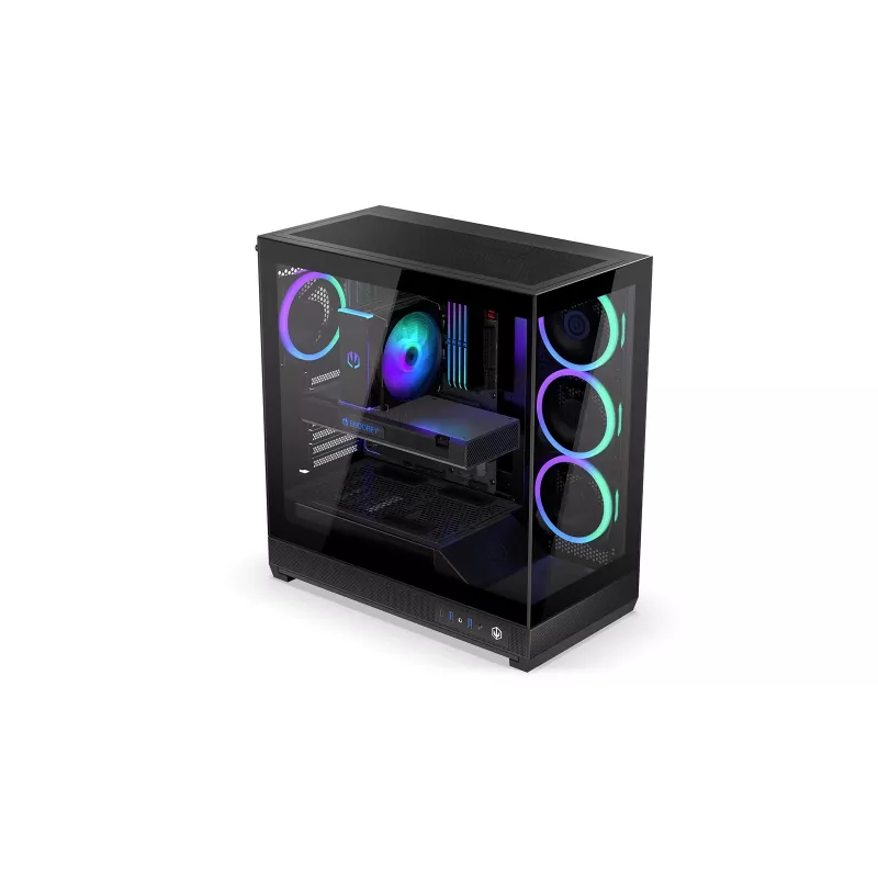 ENDORFY Fishtank 6000 Corona Mid-Tower PC Case - Black, Dual Tempered Glass, 4x ARGB Fans, USB-C, E-ATX