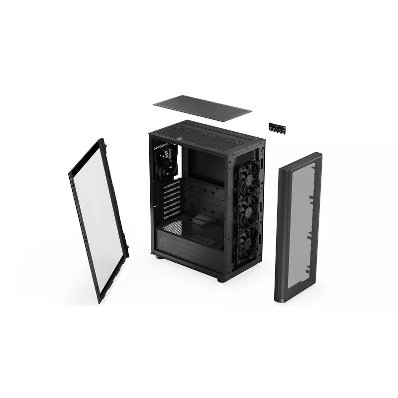 ENDORFY Ventum 400 Air ATX PC Case - Black, Tempered Glass, 4x Stratus 120 PWM Fans, USB-C