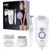 Braun Silk-épil 5 5-825 Power Epilator, White/Pink, 28 Tweezers, MicroGrip, Corded