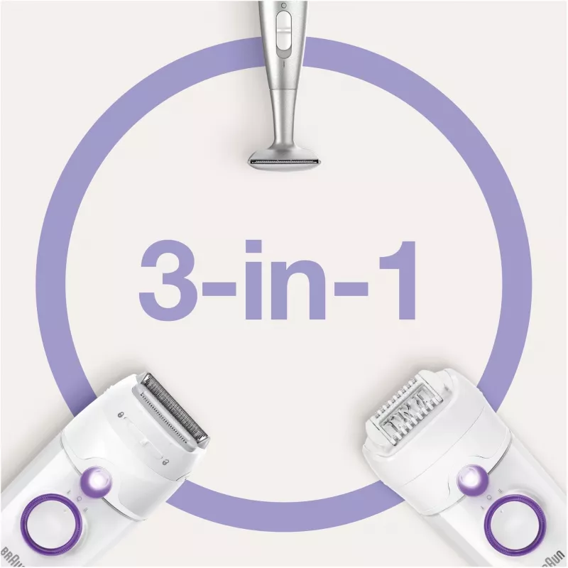 Braun Silk-épil 5 5-825 Power Epilator, White/Pink, 28 Tweezers, MicroGrip, Corded