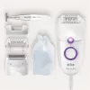 Braun Silk-épil 5 5-825 Power Epilator, White/Pink, 28 Tweezers, MicroGrip, Corded