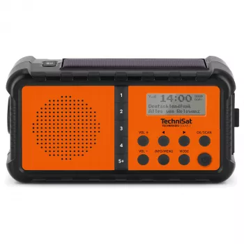 TechniSat TechniRadio Solar 2 DAB+/FM Portable Radio with Solar Panel and Hand Crank, Black/Orange
