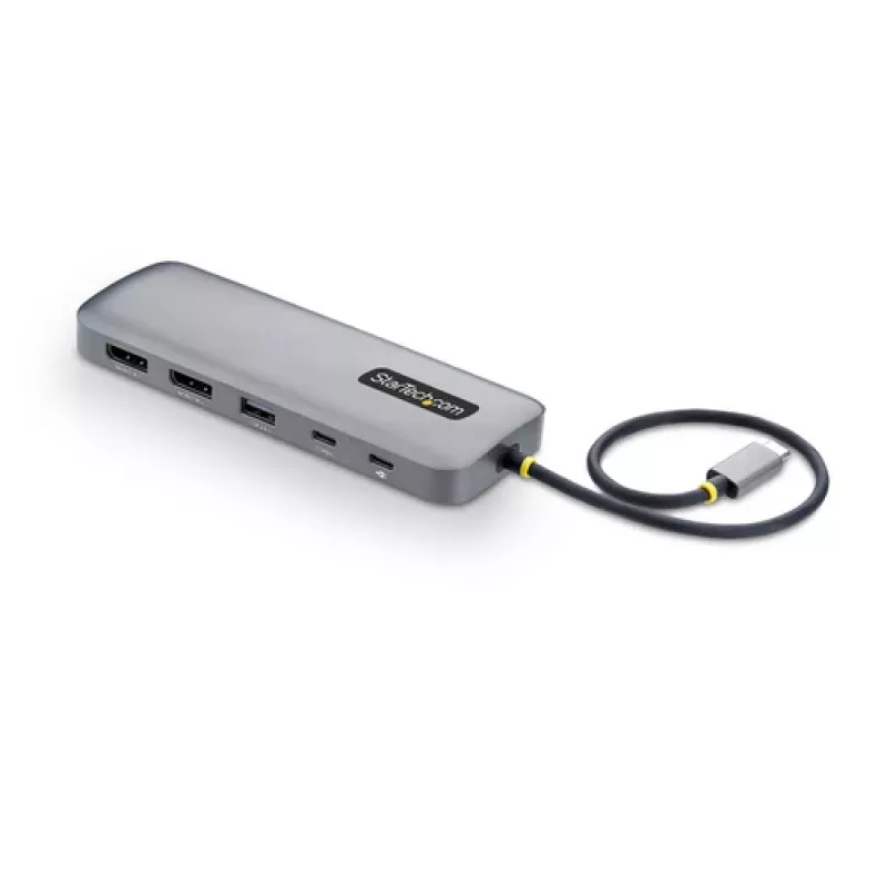 StarTech.com 189B-USBC-MULTIPORT USB-C to Dual DisplayPort Multiport Hub - 2x DP 1.4, 4K 60Hz, USB-A 3.0, Gigabit Ethernet, 100W PD Pass-Through