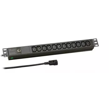 EFB Electronics EK631CC.1 19 inch 1U Power Distribution Unit (PDU) with 12x C13 Outlets, C14 Input, 2m Cable, Black