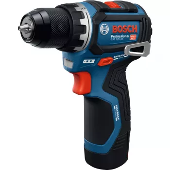 Bosch Professional GSR 12V-32 Cordless Drill Driver, 12V, Blue/Black, 2x 2.0Ah Li-Ion Batteries, 24-Piece Accessory Set, Tool Bag