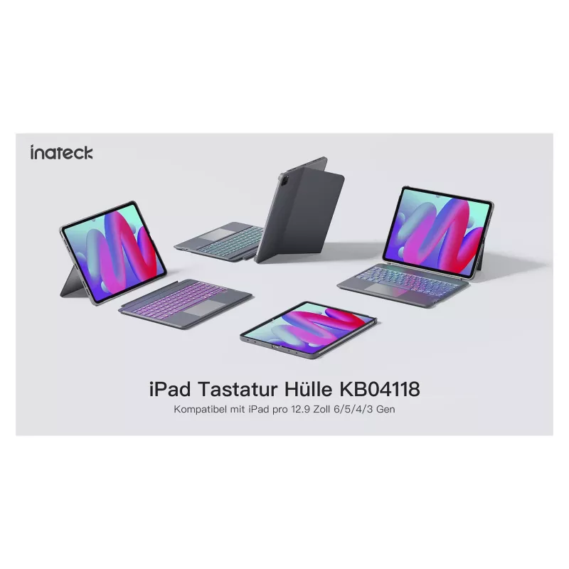 Inateck Keyboard Case for iPad 10th Gen (10.9-inch, 2022) with Trackpad and Backlight - Gray