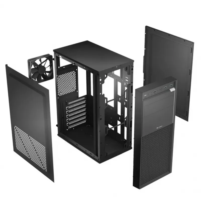 Logic Concept J23 PRO Black Mid-Tower Computer Case with Tempered Glass, USB-C, ARGB Fans