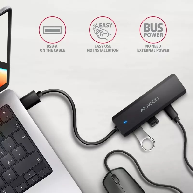 i-tec Axagon HUE-C2A USB-C Hub 4-Port 5 Gbps 2x USB-A + 2x USB-C with Power Delivery