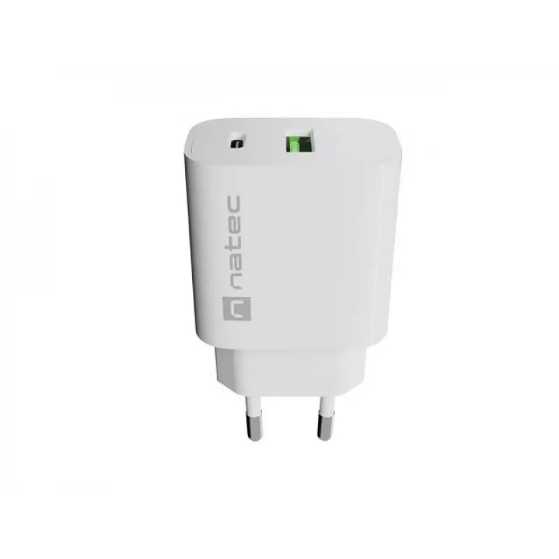 NATEC Ribera Wall Charger 1x USB-A + 1x USB-C 20W White