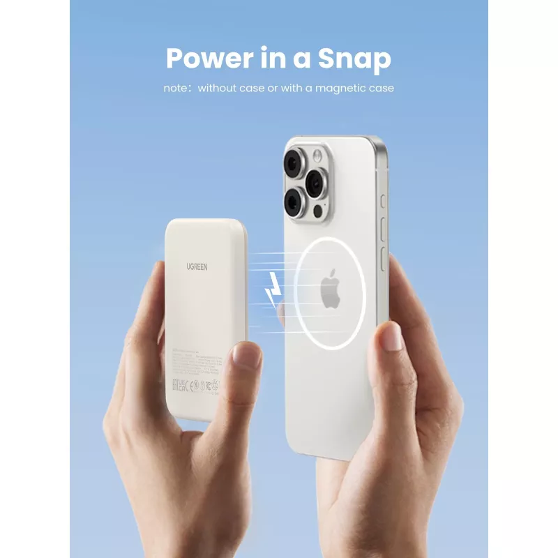 UGREEN 5000mAh Mini Powerbank Wireless 15W with MagSafe White