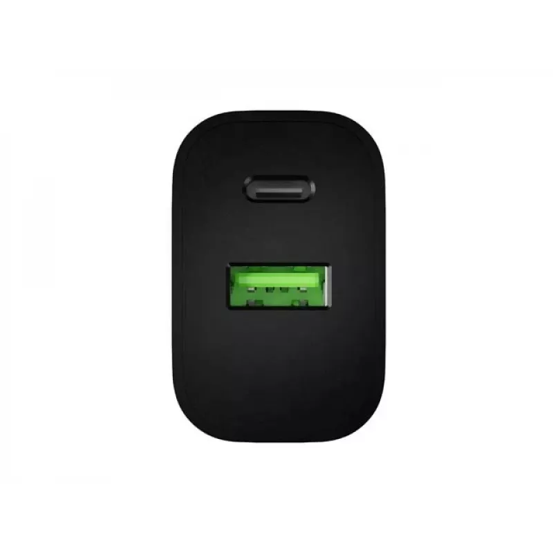 NATEC Ribera Wall Charger 1x USB-A + 1x USB-C 20W Black