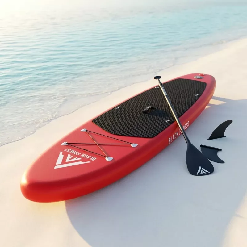 Extralink BLACK FOREST Inflatable SUP Board Red 320x81x15 cm Set with Paddle, Backpack, Pump, Leash, Fin SUP-4025