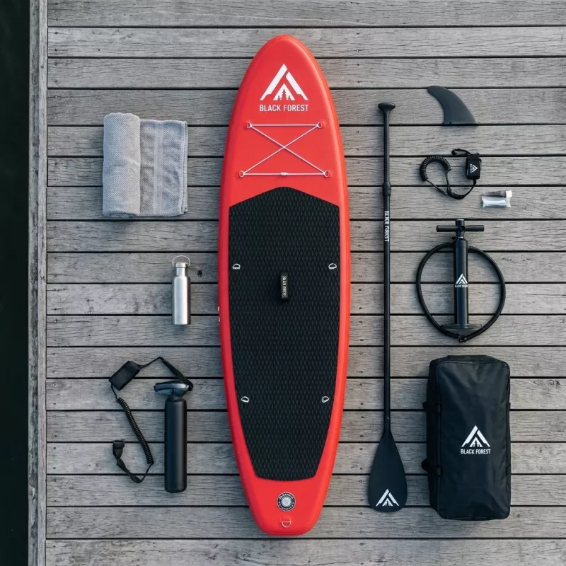Extralink BLACK FOREST Inflatable SUP Board Red 320x81x15 cm Set with Paddle, Backpack, Pump, Leash, Fin SUP-4025