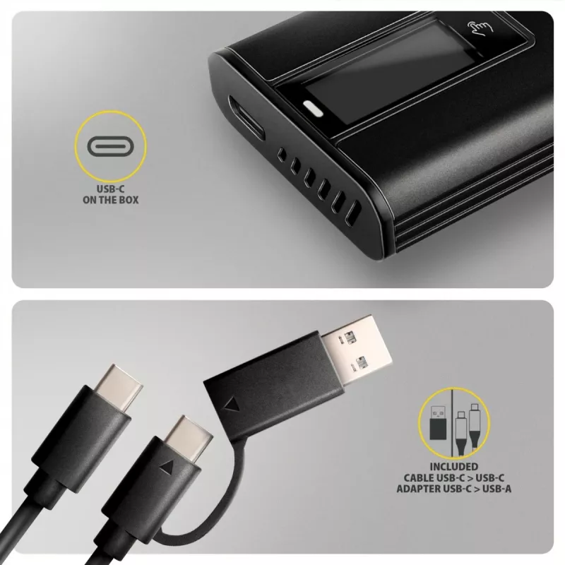 AXAGON EEM2-SD2B External Enclosure 10Gbps M.2 NVMe/SATA SSD with LED Display, USB-C, Black