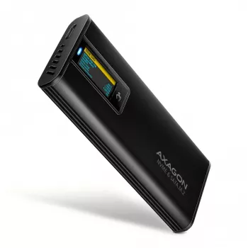 AXAGON EEM2-SD2B External Enclosure 10Gbps M.2 NVMe/SATA SSD with LED Display, USB-C, Black