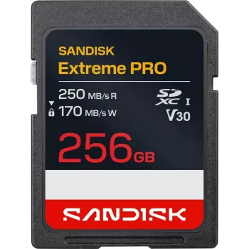 SanDisk Extreme PRO SDXC 256 GB UHS-I V30 Memory Card - Up to 250 MB/s Read, 170 MB/s Write