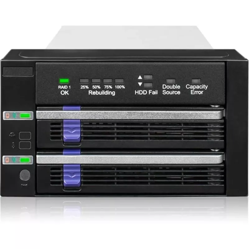 ICY BOX FatCage 2x 2.5/3.5 SATA HDD/SSD RAID 1 in 5.25 Bay Black/Silver