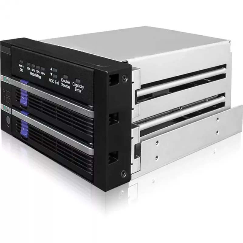 ICY BOX FatCage 2x 2.5/3.5 SATA HDD/SSD RAID 1 in 5.25 Bay Black/Silver