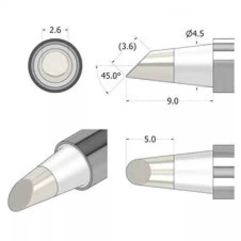 iFixit FixHub Soldering Tip Conical-Chisel 2.6 mm Silver