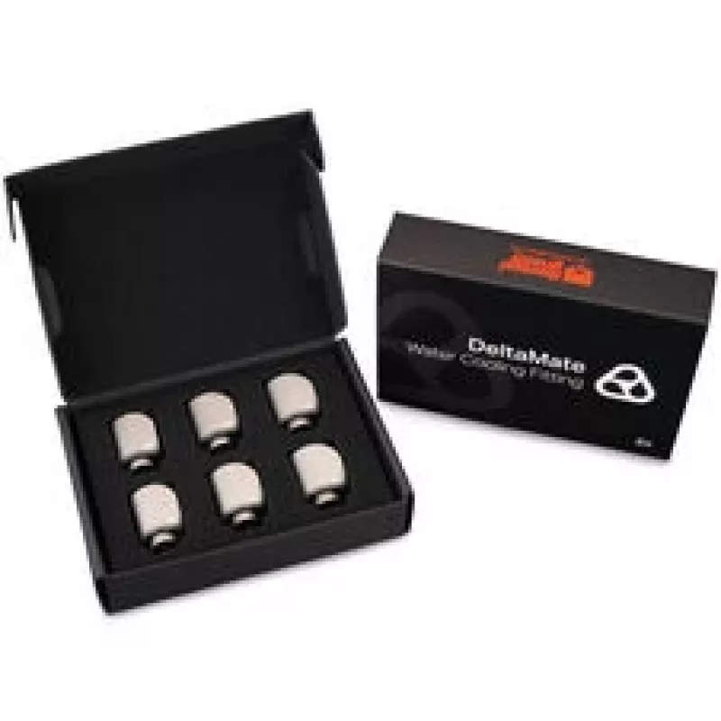 Thermal Grizzly DeltaMate Rotary Fitting - 90°, Matt Nickel, 6-Pack