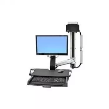 Ergotron StyleView Sit-Stand Combo System with Worksurface and Small Black CPU Holder