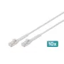 DIGITUS CAT 6A F-FTP Angled Patch Cable, Copper, 2 m, Grey, 10 Pieces