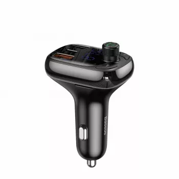 Baseus S-13 Bluetooth FM Transmitter Car Charger with QC 3.0/4.0 PD, Hands-Free Calling, LED Display, Black