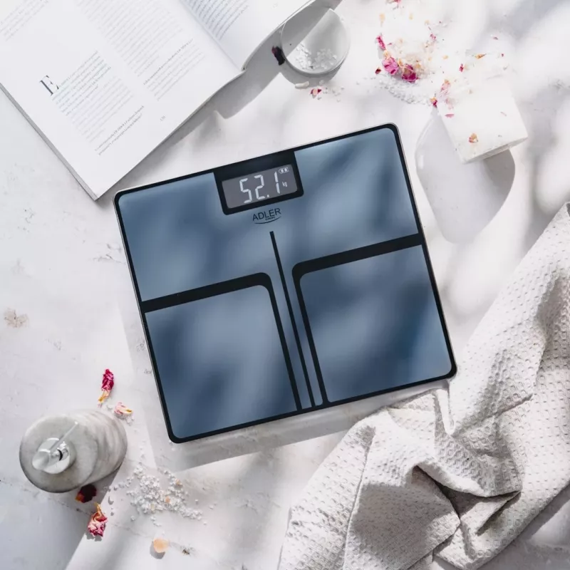 Adler AD 8194s Digital Bathroom Scale, White, Striped Pattern, 180 kg Capacity