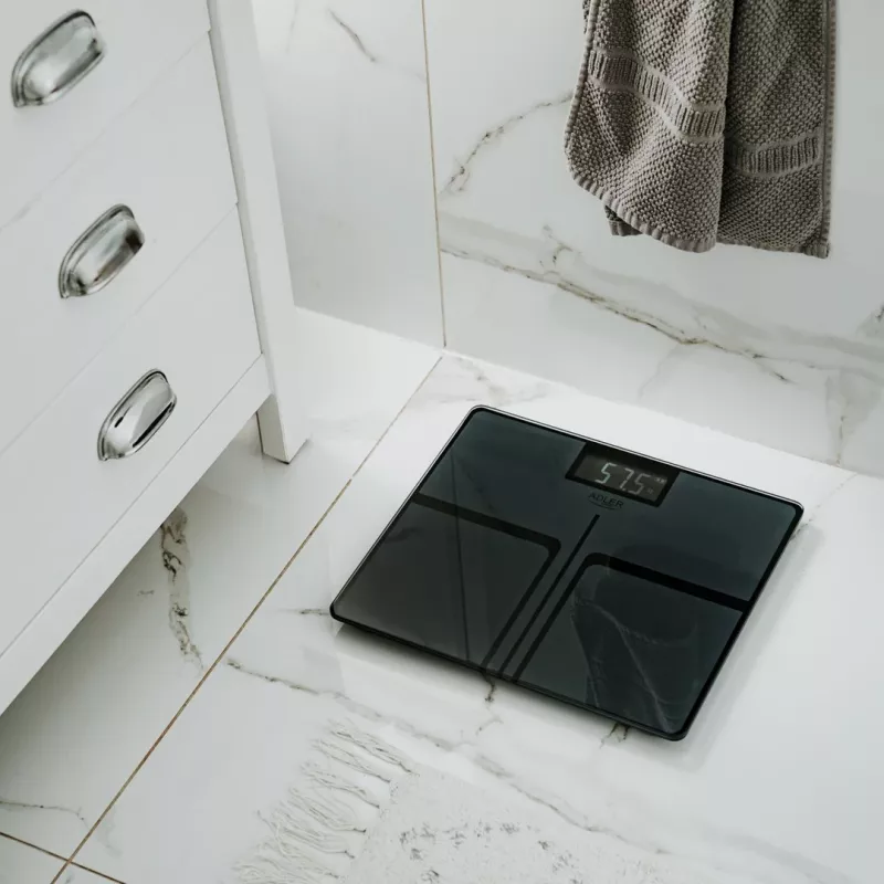 Adler AD 8194s Digital Bathroom Scale, White, Striped Pattern, 180 kg Capacity