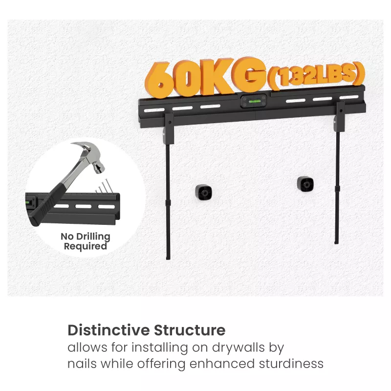 Equip 37-86 inch No Drilling TV Wall Mount Bracket with 1 Joint, 60 kg, Black