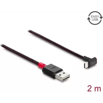 Delock EASY-USB 2.0 Cable USB Type-A Male to USB Type-C Male Angled Up/Down 2 m Black (81551)