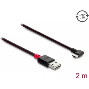 Delock EASY-USB 2.0 Cable USB Type-A Male to USB Type-C Male Angled Left/Right 2 m Black (81547)