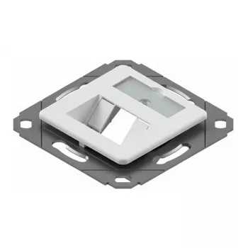 EasyLan preLink / fixLink Module Holder, 2x Keystone with Central Plate 9x31.8 mm RAL 9010 (CKVD1D1)